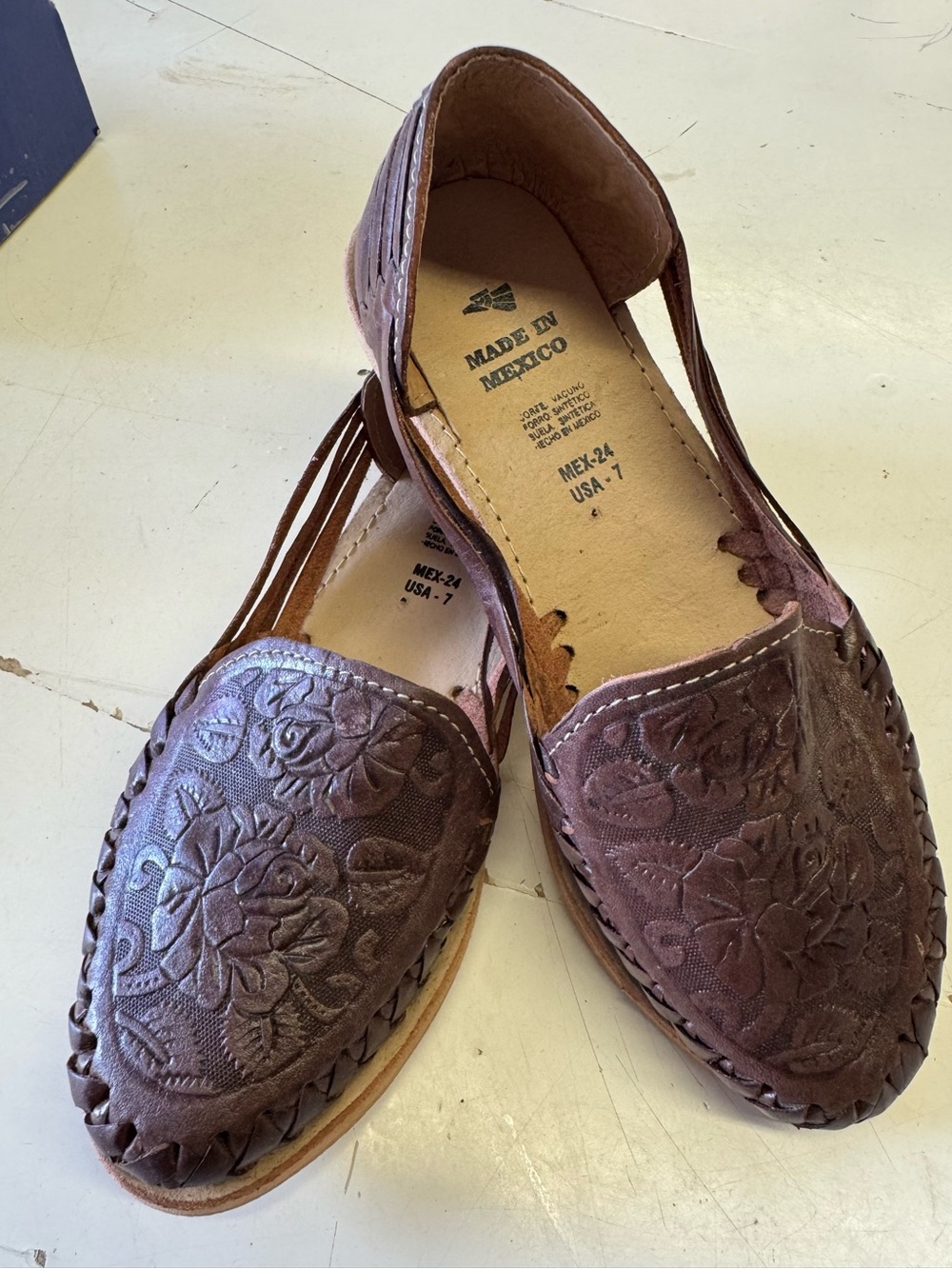 Handcrafted Women’s Leather Huarache Flats - Brown